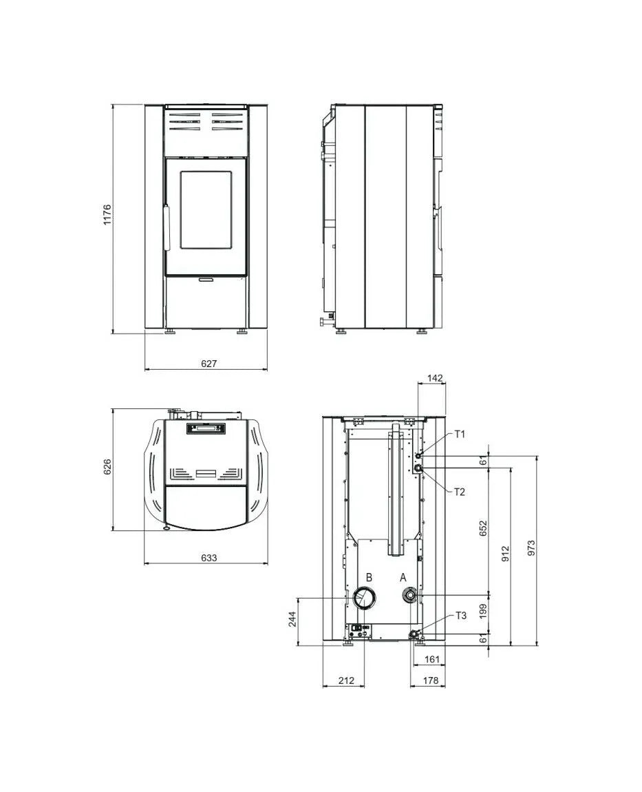 Extraflame nordica RAFFAELLA IDRO H15 5.0 Termosoba cu peleți 19 kw - 545 m³ - gri deschis
