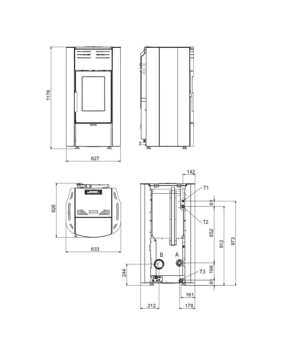 Extraflame nordica Raffaella Idro H18 5.0 Sobă centrala  termică cu peleți 23.6 kw - 677 m³ - fildes