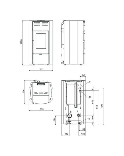 Extraflame nordica Raffaella Idro H18 5.0 Sobă centrala  termică cu peleți 23.6 kw - 677 m³ - fildes
