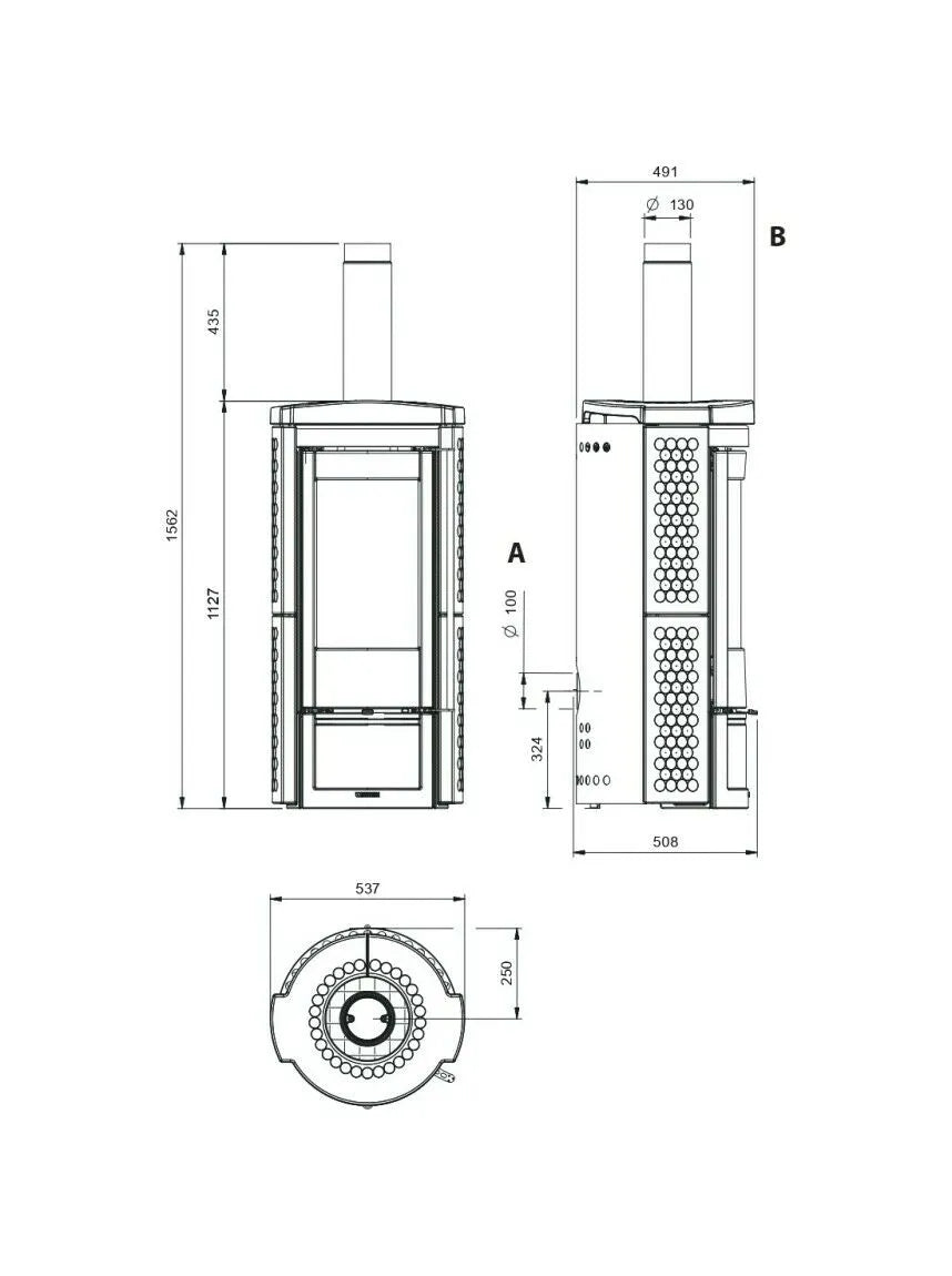 Sobă pe lemne Nordica LIÙ 5.0 Prestige 7,5 kw - 215 m³ - Bordeaux