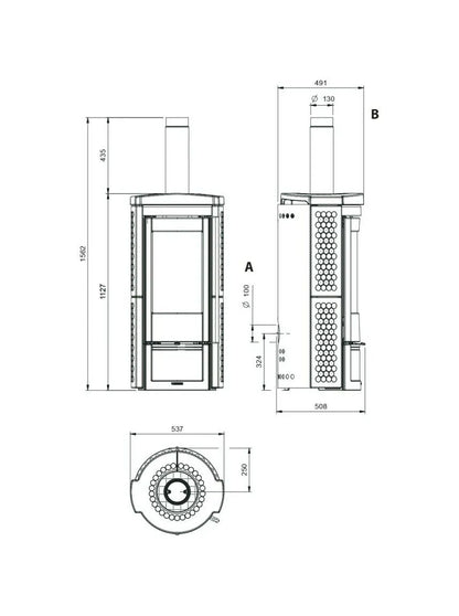 Sobă pe lemne Nordica LIÙ 5.0 Prestige 7,5 kw - 215 m³ - Bordeaux