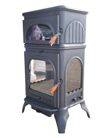 Șemineu Lux din Fontă Flame Stove Modena FS-024AK cu Cuptor - Încălzire Eficientă și Design Elegant