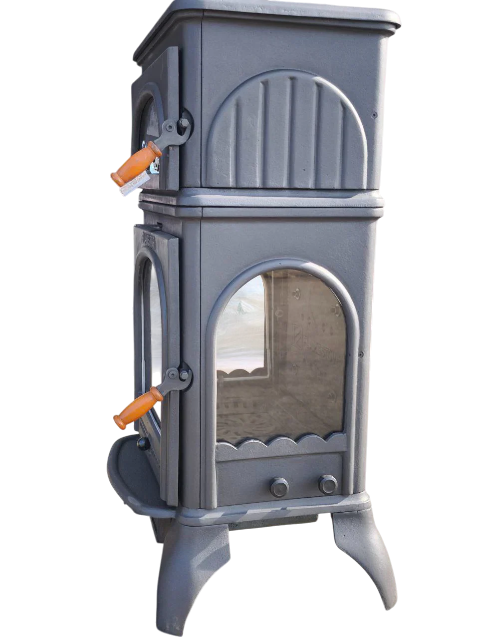 Șemineu Lux din Fontă Flame Stove Modena FS-024AK cu Cuptor - Încălzire Eficientă și Design Elegant