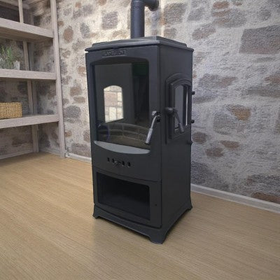 Șemineu pelete FS-213 Lodi Gourmet - Clasa A, Sticlă Schott Robax, Crom, 12 kW (Ideal pentru orașe mari)