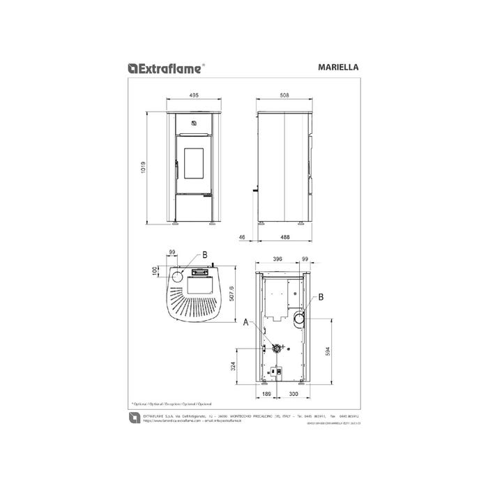 Sobă pe peleți Extraflame Nordica MARIELLA AD 7 kW - 201 m³ - Negru