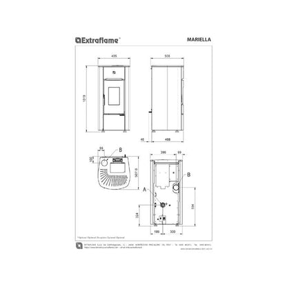 Sobă pe peleți Extraflame Nordica MARIELLA AD 7 kW - 201 m³ - Negru