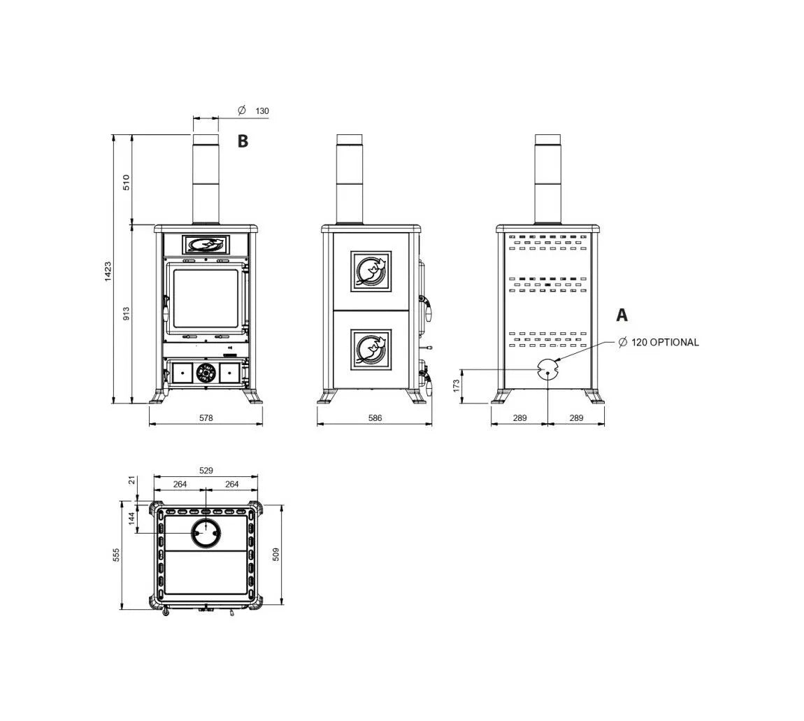 Nordica Rossella R1 5.0 Ceramica Soba pe lemne 9 kw - 257 m³ - crem
