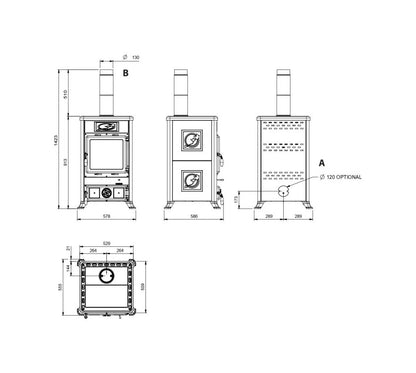 Nordica Rossella R1 5.0 Ceramica Soba pe lemne 9 kw - 257 m³ - crem