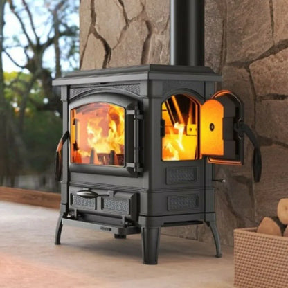 Sobă pe lemne Nordica ISETTA.16 7,3 kW - 209 m³ încălzibil - fontă emailată neagră