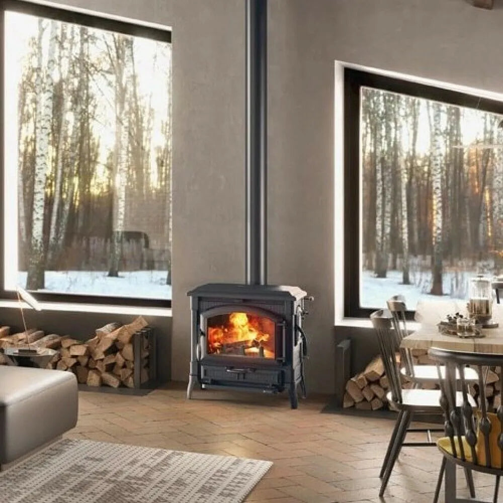 Sobă pe lemne Nordica ISOTTA.16 11,9 kW - 341 m³ încălzibil - fontă emailată neagră