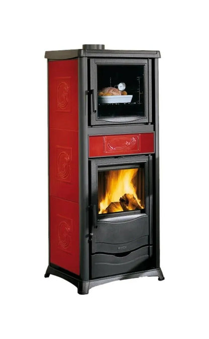 Nordica ROSSELLA PLUS FORNO 5.0 Sobă pe lemne cu cuptor 9,4 kW - 270 m³ - Liberty bordo