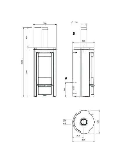 Nordica LIÙ 5.0 PETRA Prestige Sobă pe lemne 7,5 kW - 215 m³ - piatră naturală