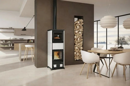 Nordica Nova Forno Prestige Sobă pe lemne cu cuptor, 11,8 kW - 388 m³ - alb mat