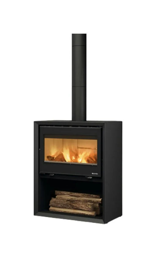 Sobă pe lemne Nordica Dante 5.0 cu loc lemne 12,4 kW - 335 m³ încălzibili- negru mat