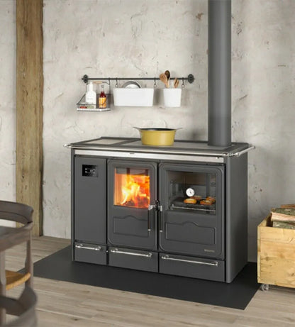 Sobă pe lemne tip centrala Nordica Sierra Prestige 15,4 kW - 442 m³ încălzibilă - antracit negru