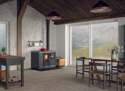 Sobă pe lemne tip centrala Nordica Sierra Prestige 15,4 kW - 442 m³ încălzibilă - antracit negru