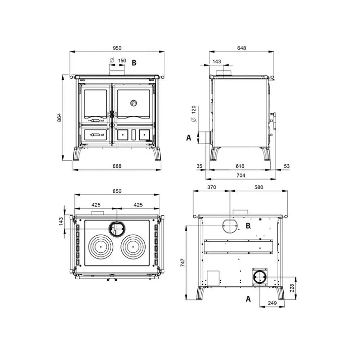 Nordica Gardenia 5.0 vst Prestige Sobă pe lemne de 9,5 kW - 272 m³ încălzibil - piatră naturală