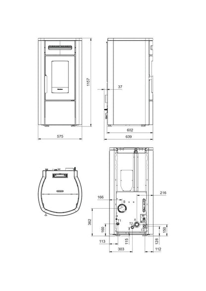 Sobă pe peleți ventilată Extraflame nordica Guenda Idro 5.0 Evolution 16,7 kW - 479 m³ încălzibilă, tip centrala, - Taupe