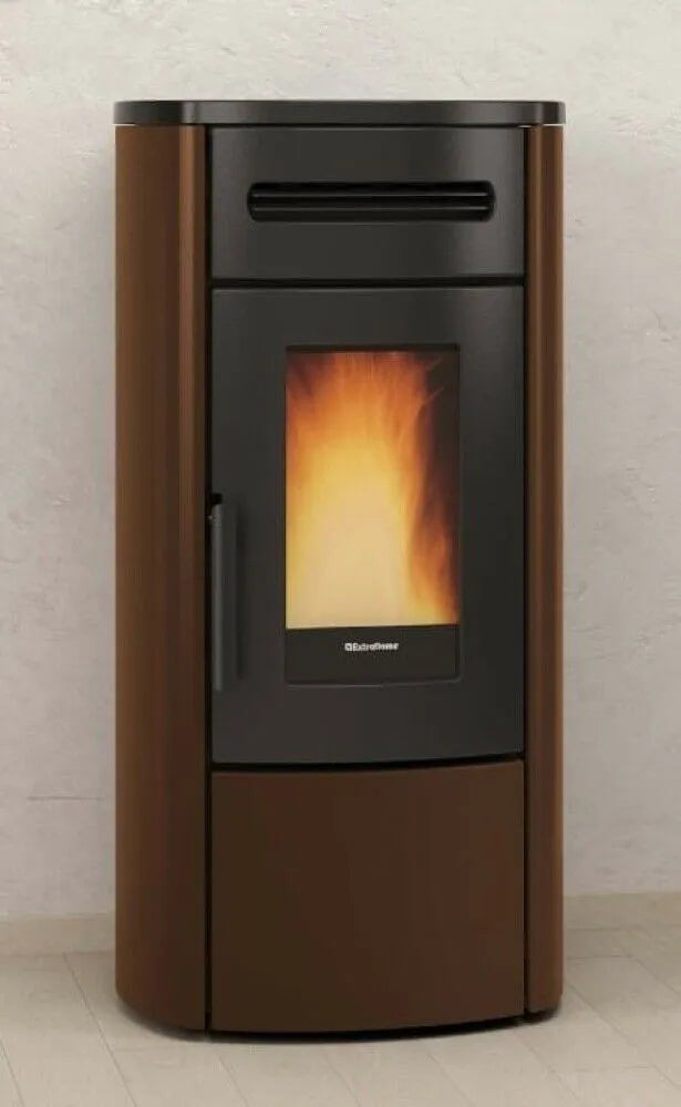 Sobă pe peleți ventilată Extraflame nordica Guenda Idro 5.0 Evolution 16,7 kW - 479 m³ încălzibilă, tip centrala, - Bronze