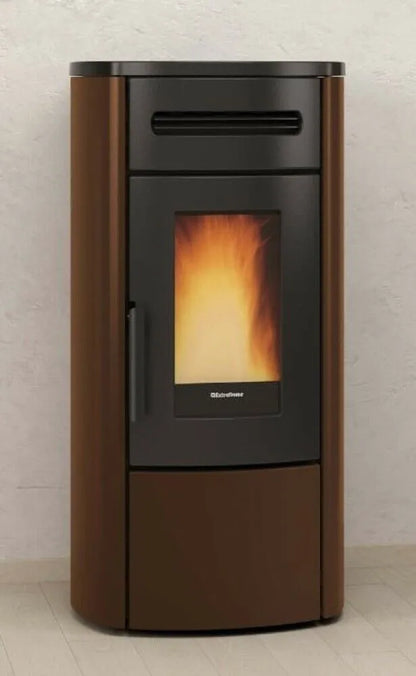 Sobă pe peleți ventilată Extraflame nordica Guenda Idro 5.0 Evolution 16,7 kW - 479 m³ încălzibilă, tip centrala, - Bronze