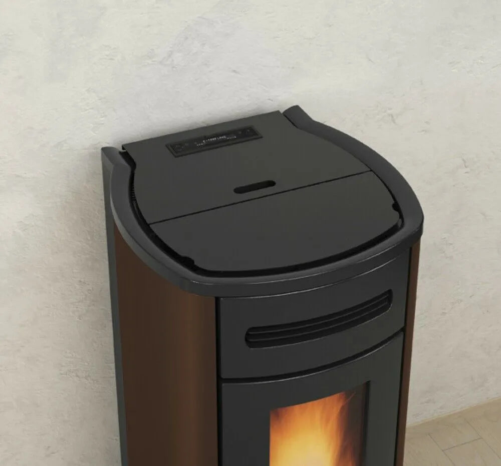 Sobă pe peleți ventilată Extraflame nordica Guenda Idro 5.0 Evolution 16,7 kW - 479 m³ încălzibilă, tip centrala, - Bronze