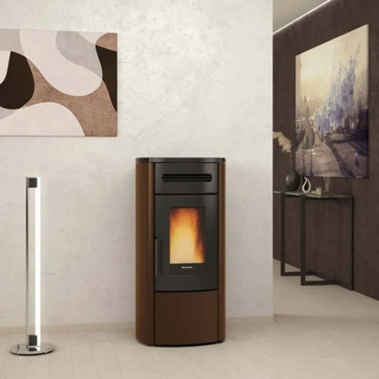 Sobă pe peleți ventilată Extraflame nordica Guenda Idro 5.0 Evolution 16,7 kW - 479 m³ încălzibilă, tip centrala, - Bronze