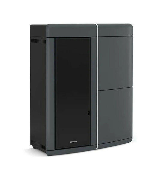 Sobă  centrala ermetică pe peleți Slim, Extraflame nordica EVELYNE IDRO 2.0 Evolution 18 kw - 517 m³ - Gri