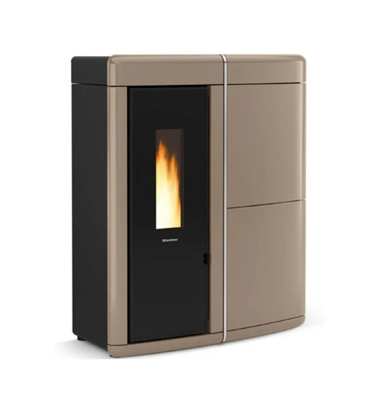 Sobă  centrala ermetică pe peleți  Slim, Extraflame nordica EVELYNE IDRO 2.0 Evolution 18 kw - 517 m³ - Taupe