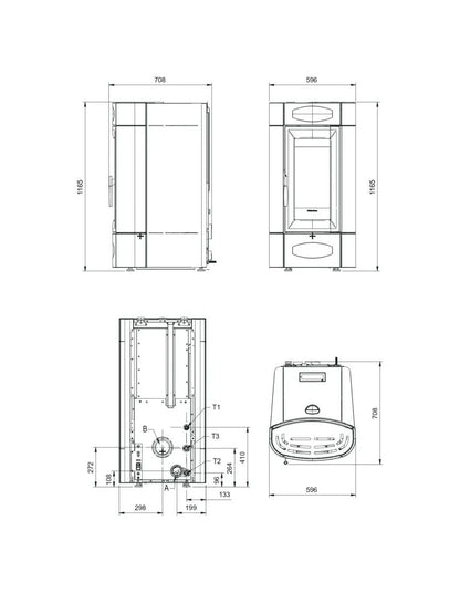 Sobă centrala pe peleți ventilată Extraflame nordica Isidora Idro H16 5.0 Evolution 18.9 kW - 542 m³ încălzibil - Taupe