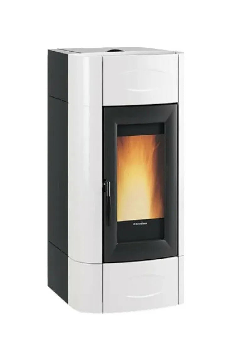 Sobă centrala pe peleți ventilată Extraflame nordica Isidora Idro H16 5.0 Evolution 18.9 kW - 542 m³ încălzibil - Alba