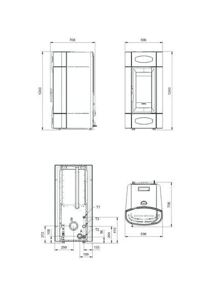 Sobă centrala pe peleți ventilată Extraflame nordica Isidora Idro H20 5..0 Evolution 23.1 kW - 663 m³ încălzibil - fildeș