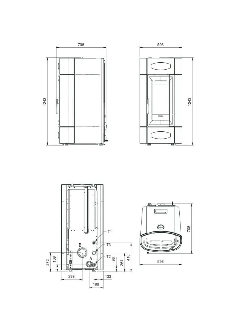 Sobă centrala pe peleți ventilată Extraflame nordica Isidora Idro H20 5..0 Evolution 23.1 kW - 663 m³ încălzibil - alba