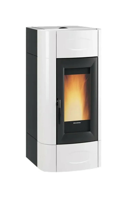 Sobă centrala pe peleți ventilată Extraflame nordica Isidora Idro H20 5..0 Evolution 23.1 kW - 663 m³ încălzibil - alba