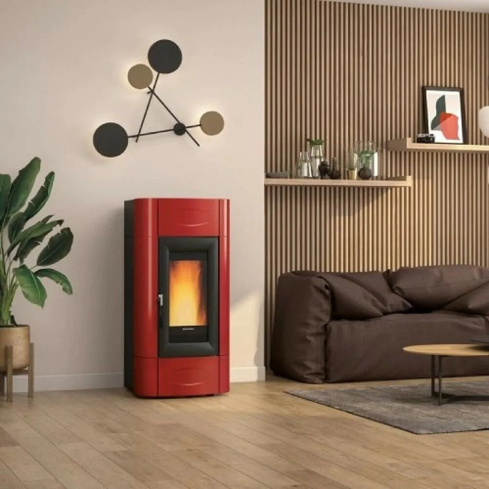 Extraflame nordica Isidora Idro H23 5.0 Evolution Sobă centrala pe peleți ventilată de 27,6 kW - 792 m³ încălzibil - Bordeaux