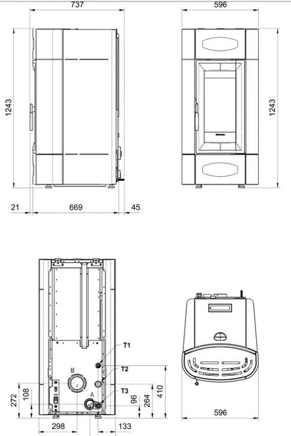 Extraflame nordica Isidora Idro H23 5.0 Evolution Sobă centrala pe peleți ventilată de 27,6 kW - 792 m³ încălzibil - alba