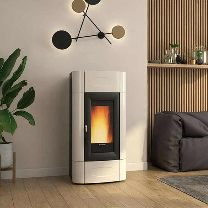 Extraflame nordica Isidora Idro H23 5.0 Evolution Sobă centrala pe peleți ventilată de 27,6 kW - 792 m³ încălzibil - alba