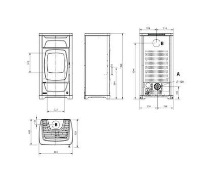 Sobă pe lemne Nordica Larissa Evolution 9,3 kW - 267 m³ - antracit negru