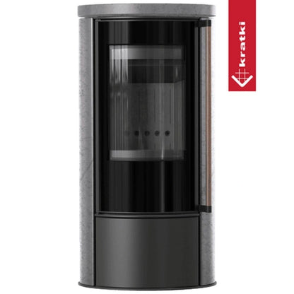 Soba Erik 5.5kW ceramica Grey Satin - maner lemn - samota neagra