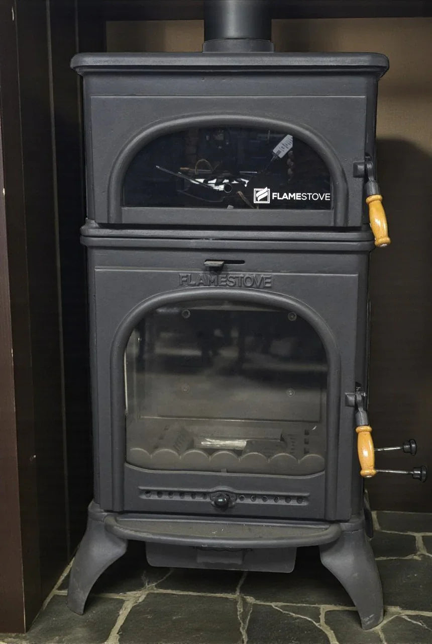 Șemineu Lux din Fontă Flame Stove Modena FS-024AK cu Cuptor - Încălzire Eficientă și Design Elegant