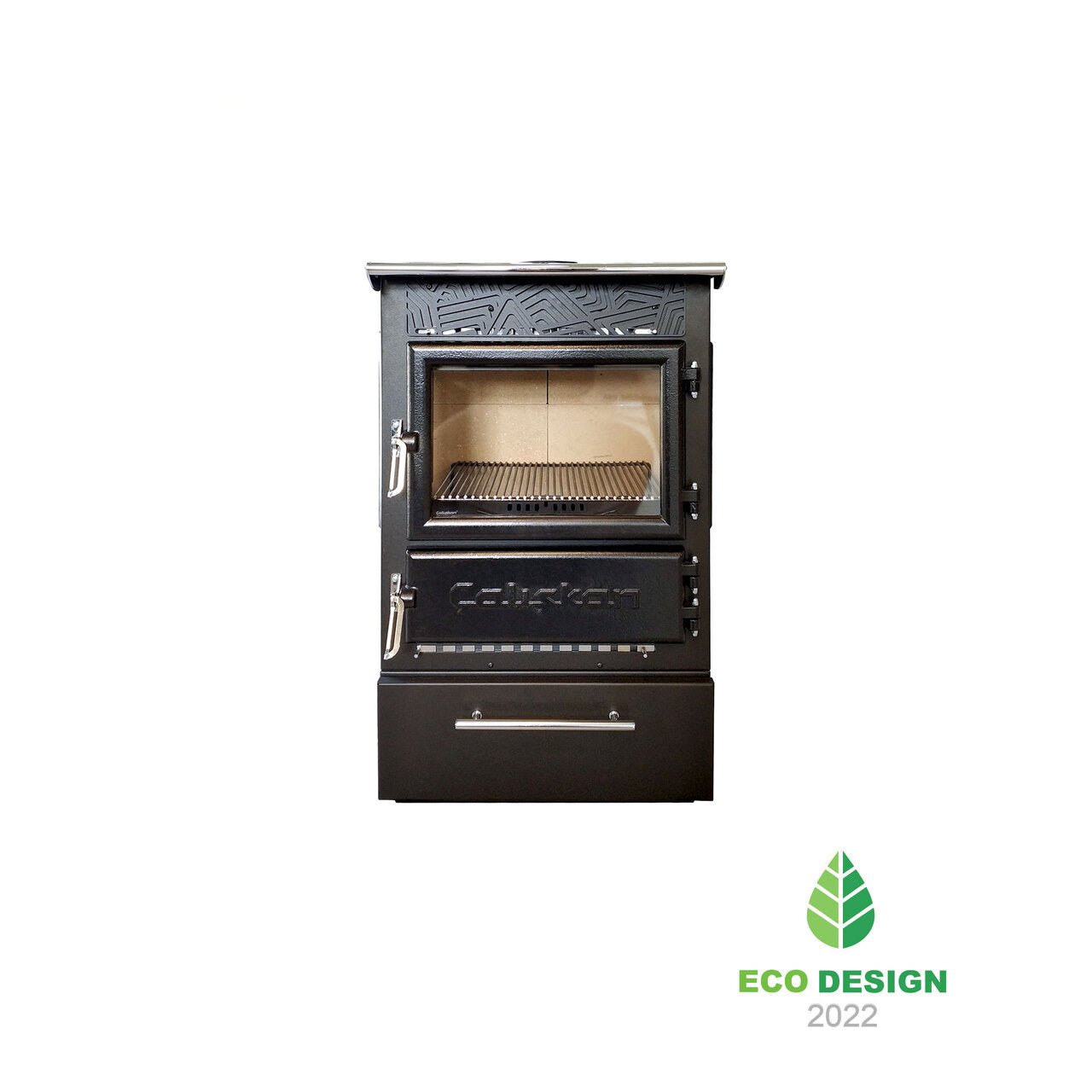 Șemineu/Sobă 305-3D BOX cu Ardere pe Lemne și Sticlă Ceramică Rezistentă la Șoc Termic