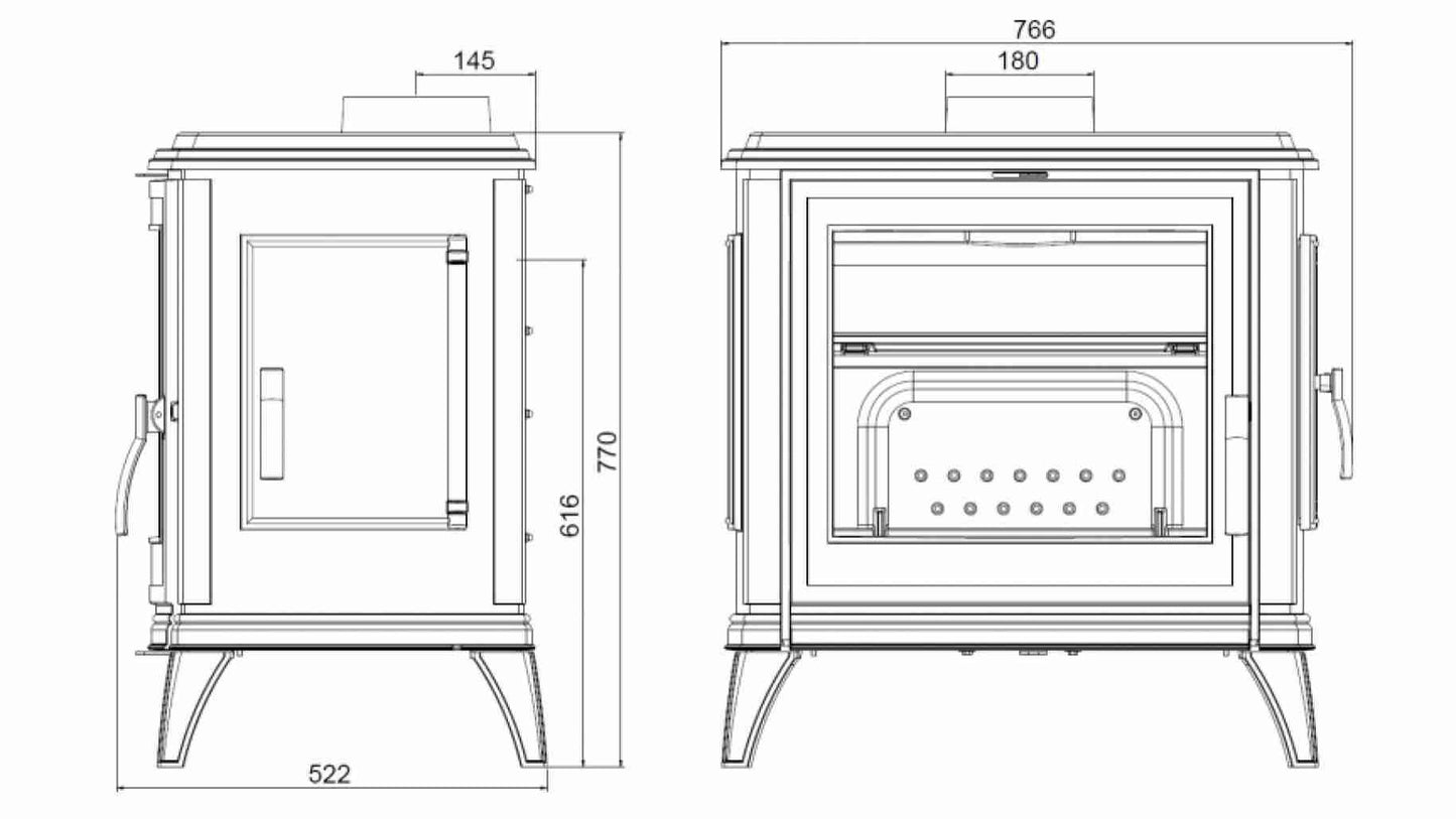 Soba fonta Sedan L 12-18kW + Usa laterala incarcare lemn