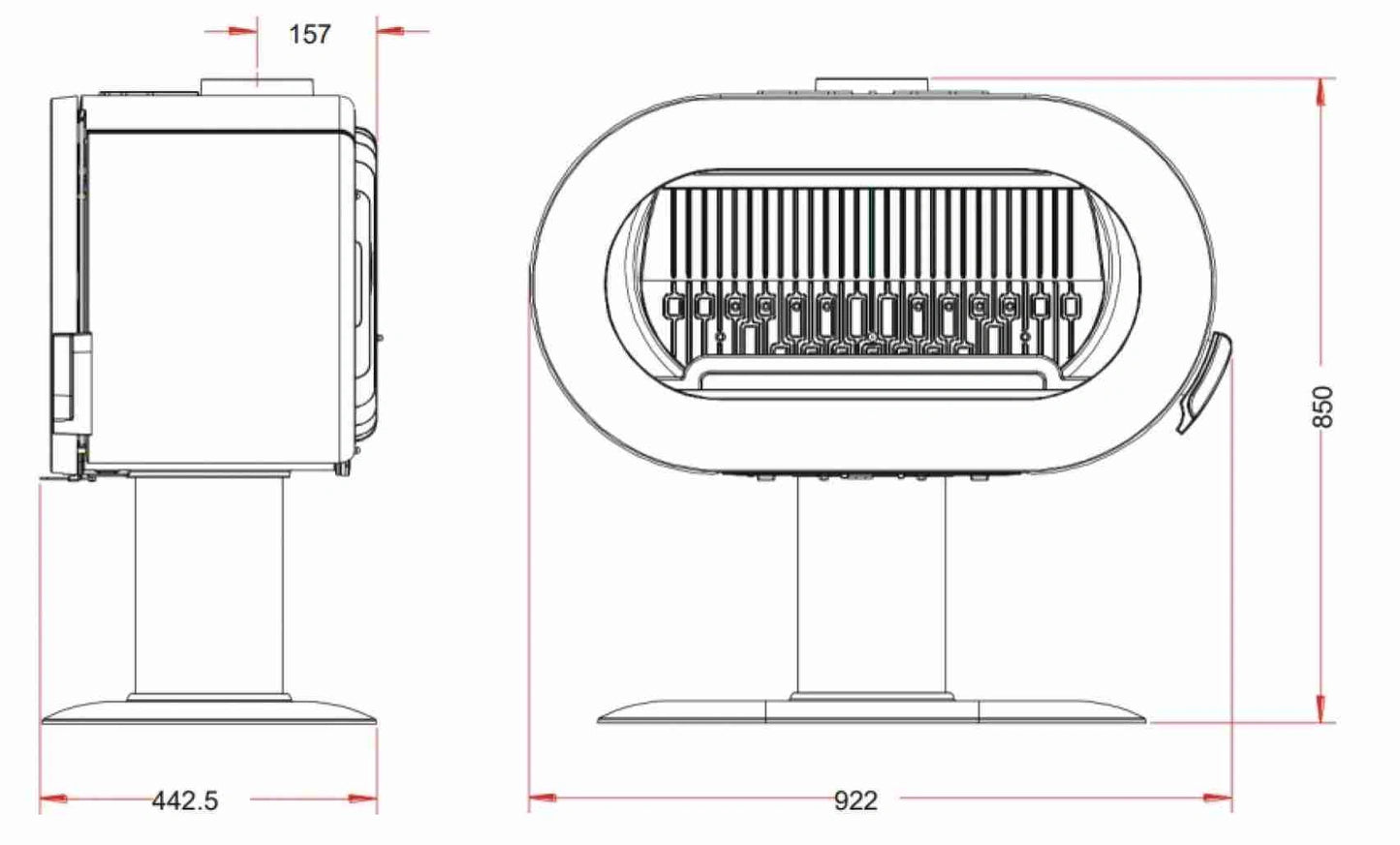 Soba fonta pe picior Fifty 175 kg, 10-15kW - Fildes