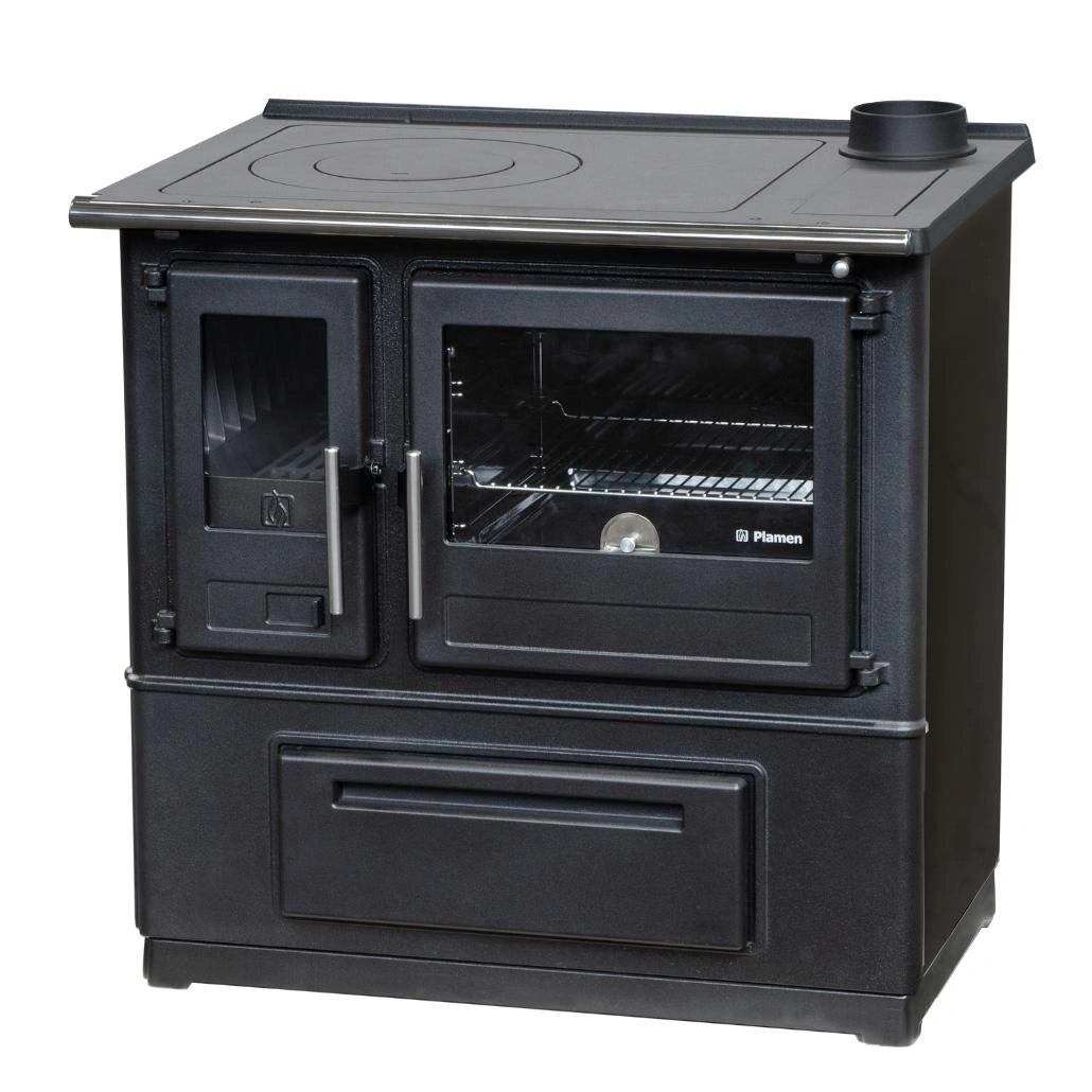 Soba de gatit SL85 negru cu plita si cuptor - 8kW - racord dreapta