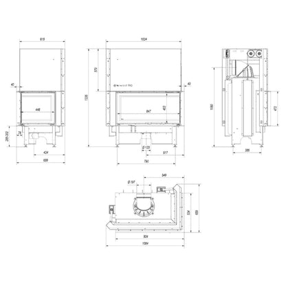 Focar semineu n140 sticla dreapta deschidere verticala samota neagra