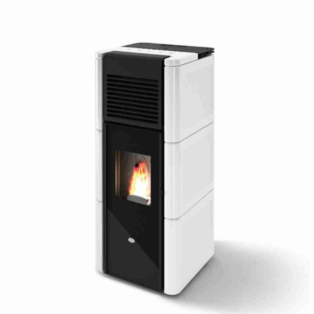 SOBA PELETI 4-15.4 KW - ZOE ALB - 2 Ventilatoare - CAHLE