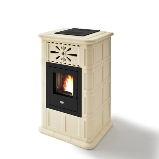 Sobă pe peleți Maria 5-13.8 kw Crem - cahle teracota