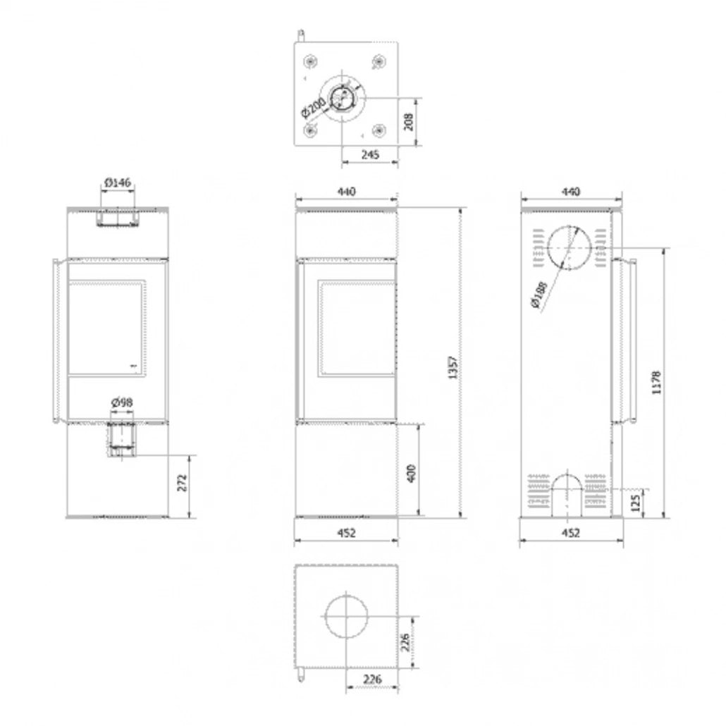 Soba otel Ren S 7kW - sticla dreapta, samota neagra