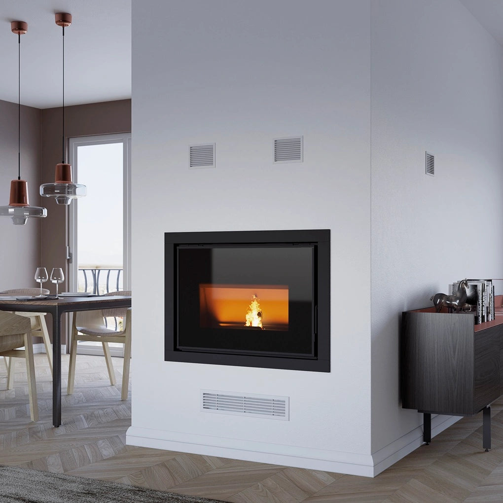 Focar monobloc peleti KRIS 5-12.4 kW - cu distributie de aer cald