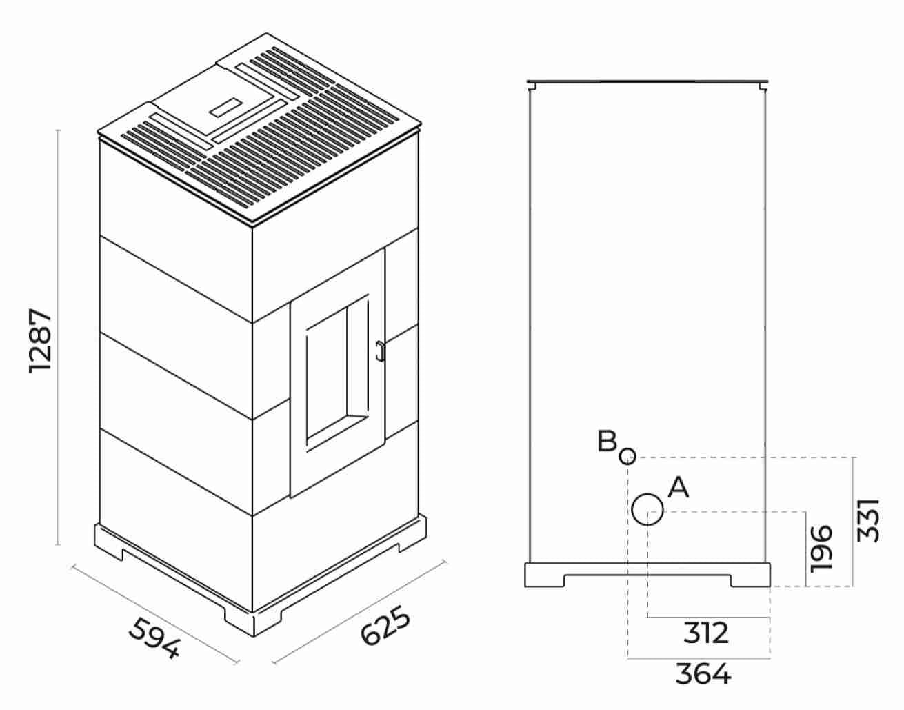 Sobă Peleți 11KW - AC11 ASPECT CORTEN CONVECTIE NATURALA