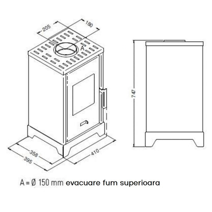 Soba pe lemne Luma 5-6kw - Negru
